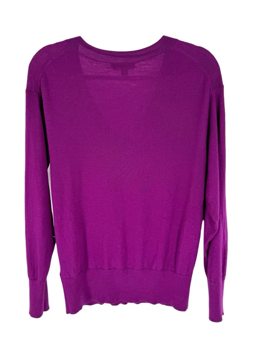 J Crew Merino Wool Sweater Womens Size Medium Magenta Lightweight V-Neck